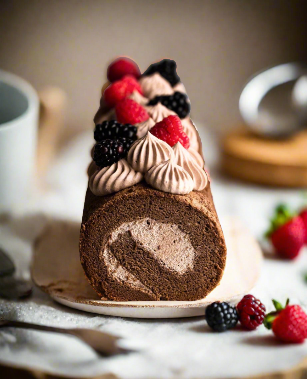 Chocolate Swiss Roll Cake