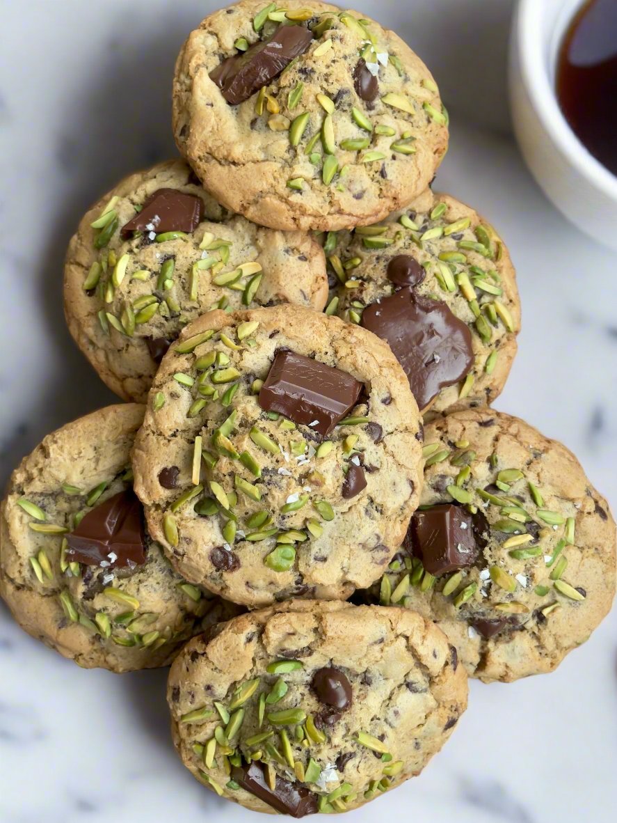 Pistachio Kunafa Chocolate Cookies