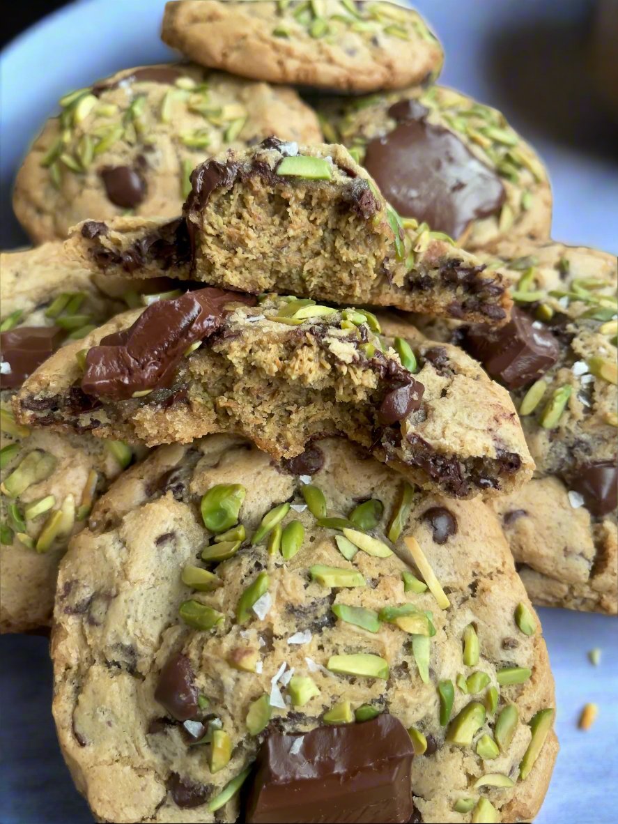 Pistachio Kunafa Chocolate Cookies